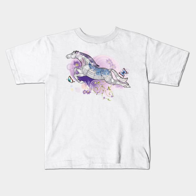 Chinese horse Kids T-Shirt by obscurite